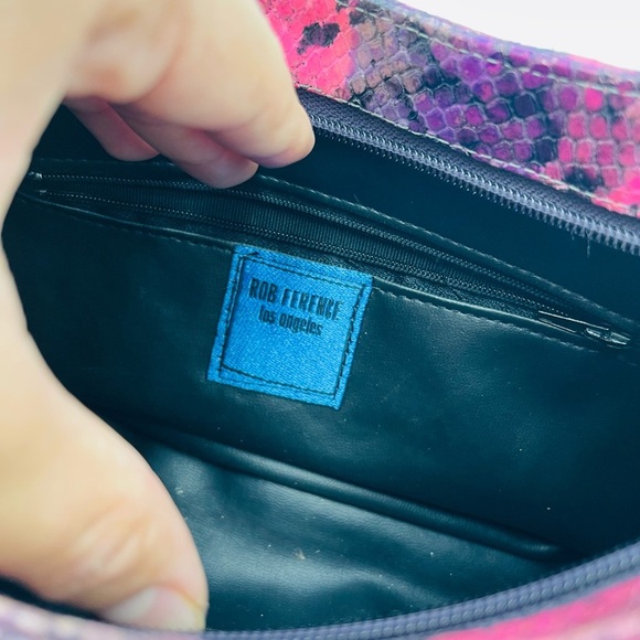 Rob Ference Vintage Y2K Pink Purple Ombré Snakskin Print Shoulder Hobo Bag - Picture 8 of 11